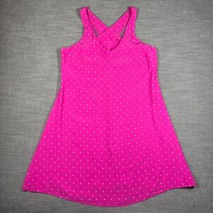 LOFT Womens Pink Polka Dot Criss Cross Back A-Line Sleeveless Dress Size M
